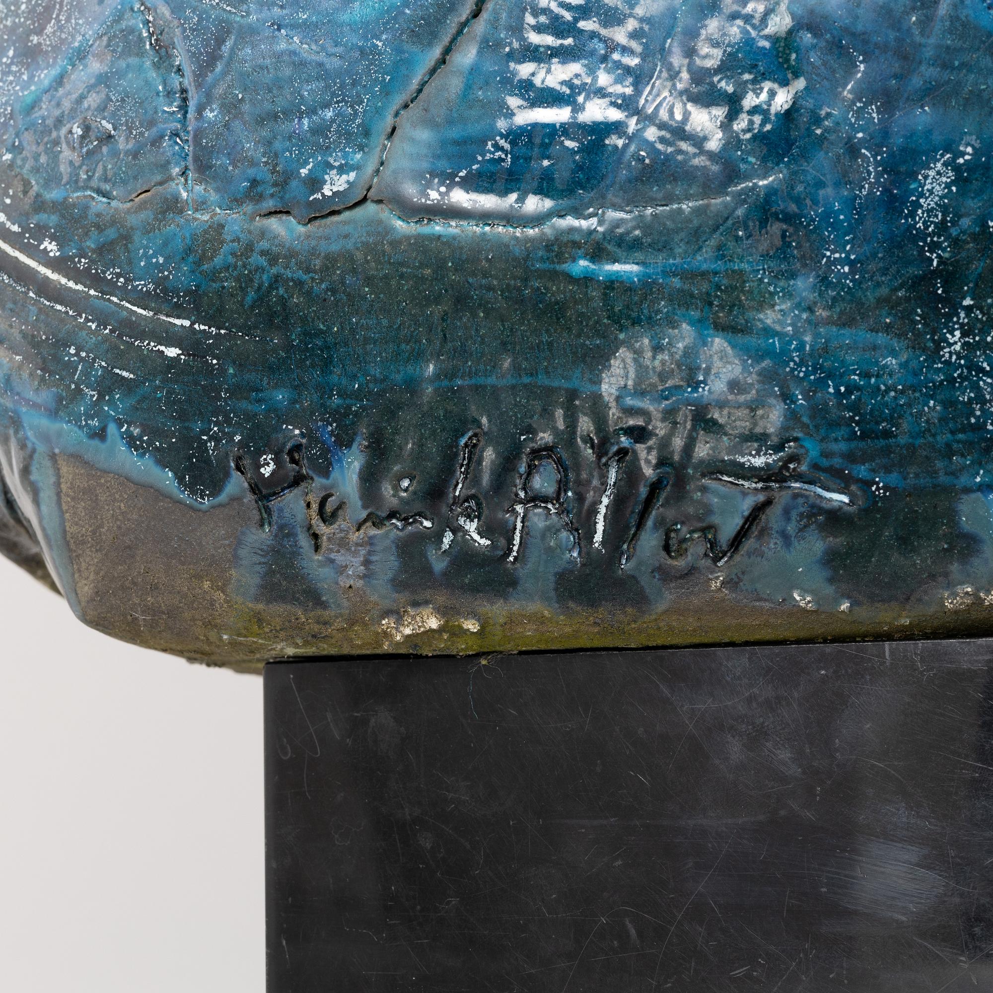 Henrik Allert, a stoneware sculpture of an animal's head, signed.