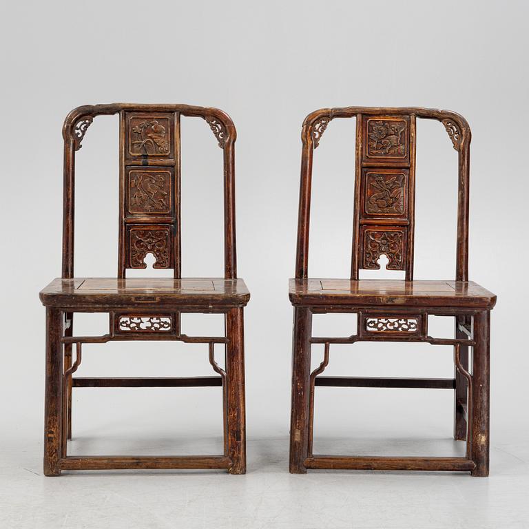 A pair of early 20th century chairs, China.