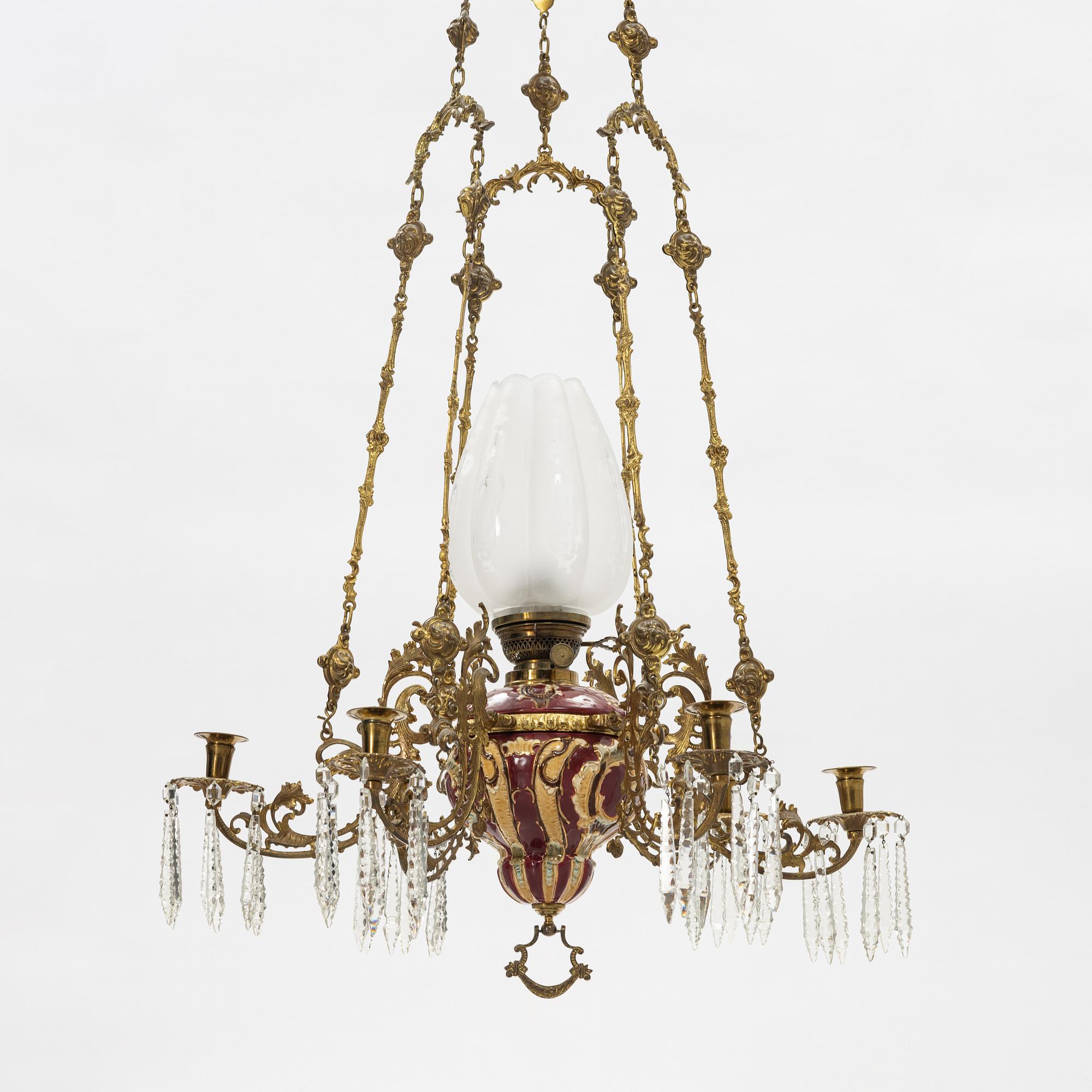 Takfotogenlampa, oskariansk, sent 1800-tal.