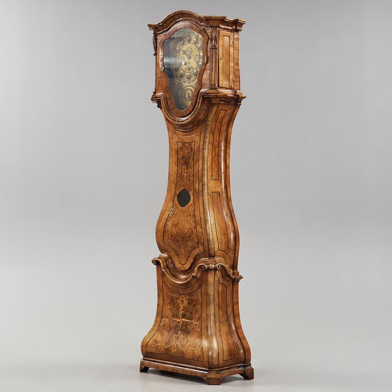 An astronomical longcase clock by Johann Joseph Langschwert court-watchmaker, Würzburg, circa 1750.