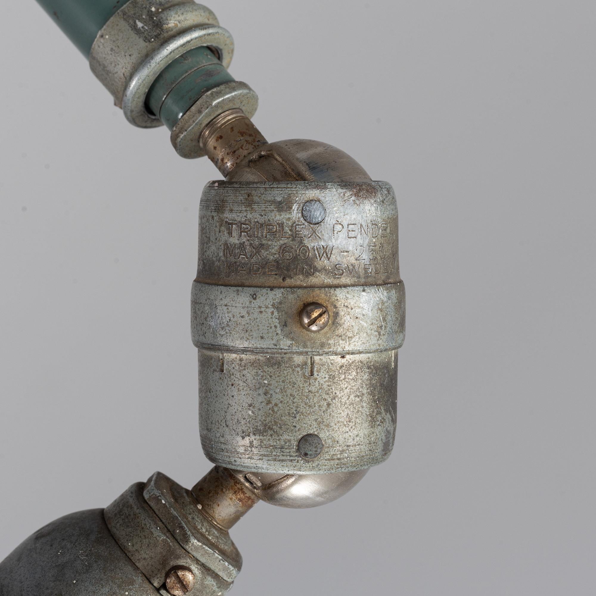 An industrial lamp, 'Triplex-Pendel' Sweden, mid 20th Century.