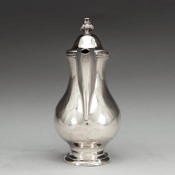 A Swedish 18th century silver coffee-pot, marks of Arvid Castman, Eksjö 1764.