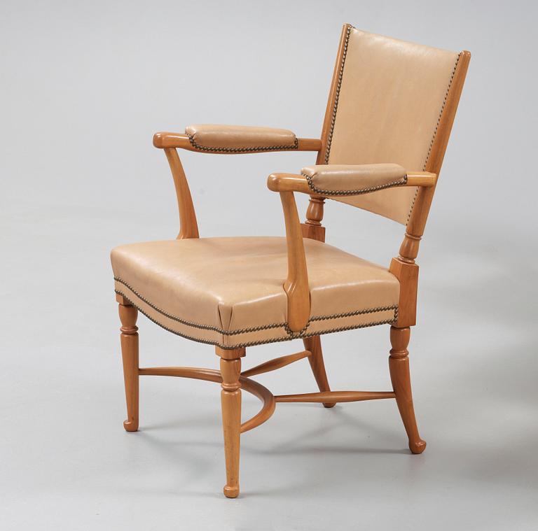 A set of six Josef Frank mahogany dining chairs, model 725, Svenskt Tenn.