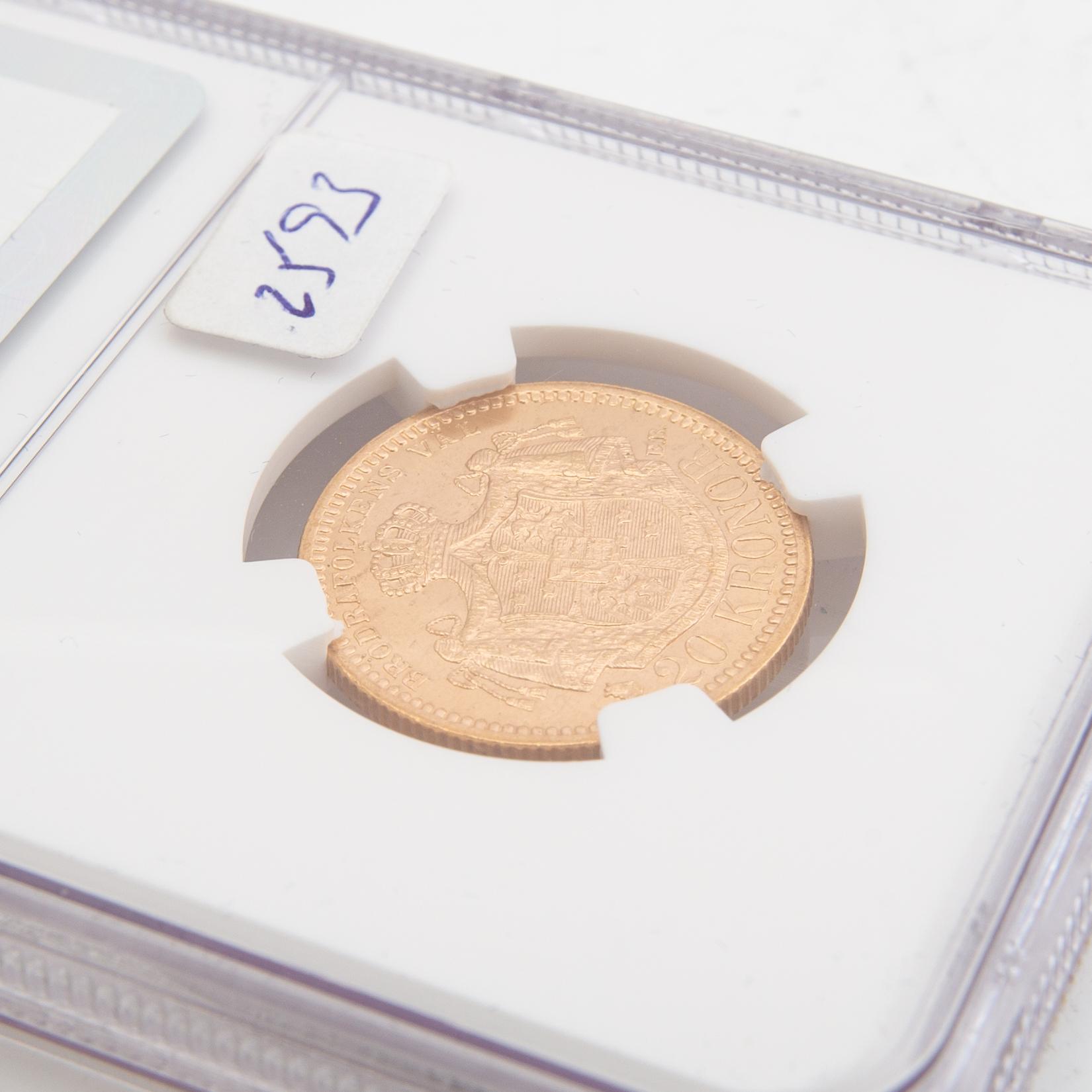 Guldmynt Sverige, Oscar II 20 kr, 1885.