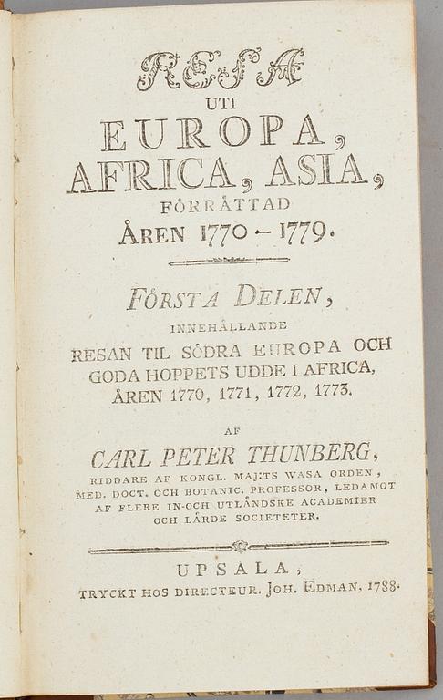 Thunbergs Resa 1770-79 i vackra band (4 vol).