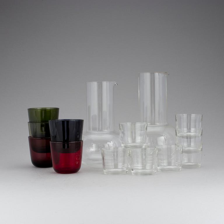 GLAS & KARAFFER, 15 delar, Kaj Franck, Notsjö, 1950/60-tal.