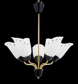 TAKLAMPA, metall och glas, 1900-talets mitt.