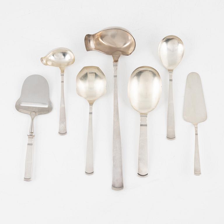 Jacob Ängman, serving cutlery, 7 pieces, silver, "Rosenholm", GAB, Eskilstuna 1976-77.