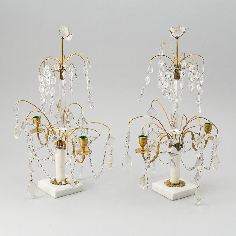 A pair of early Gustavian style 20th century table chandeliers.