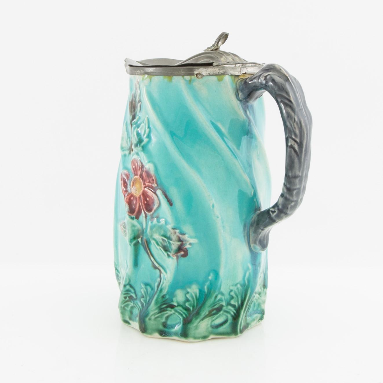 Toddy pot Art Nouveau around 1900 majolica.