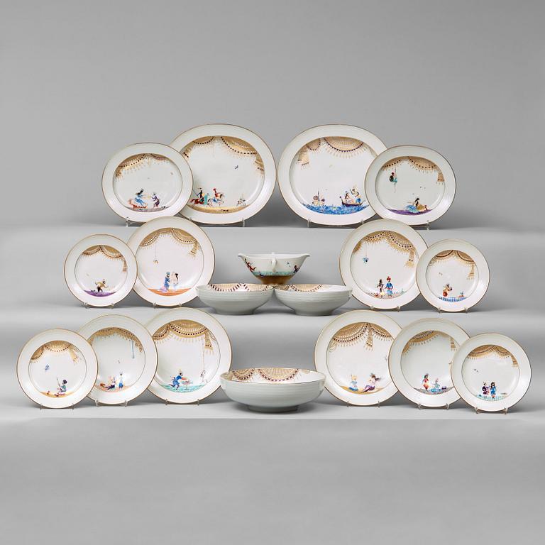 A Meissen 'Arabian Nights' dinner service, 20th Century. (44 pieces).