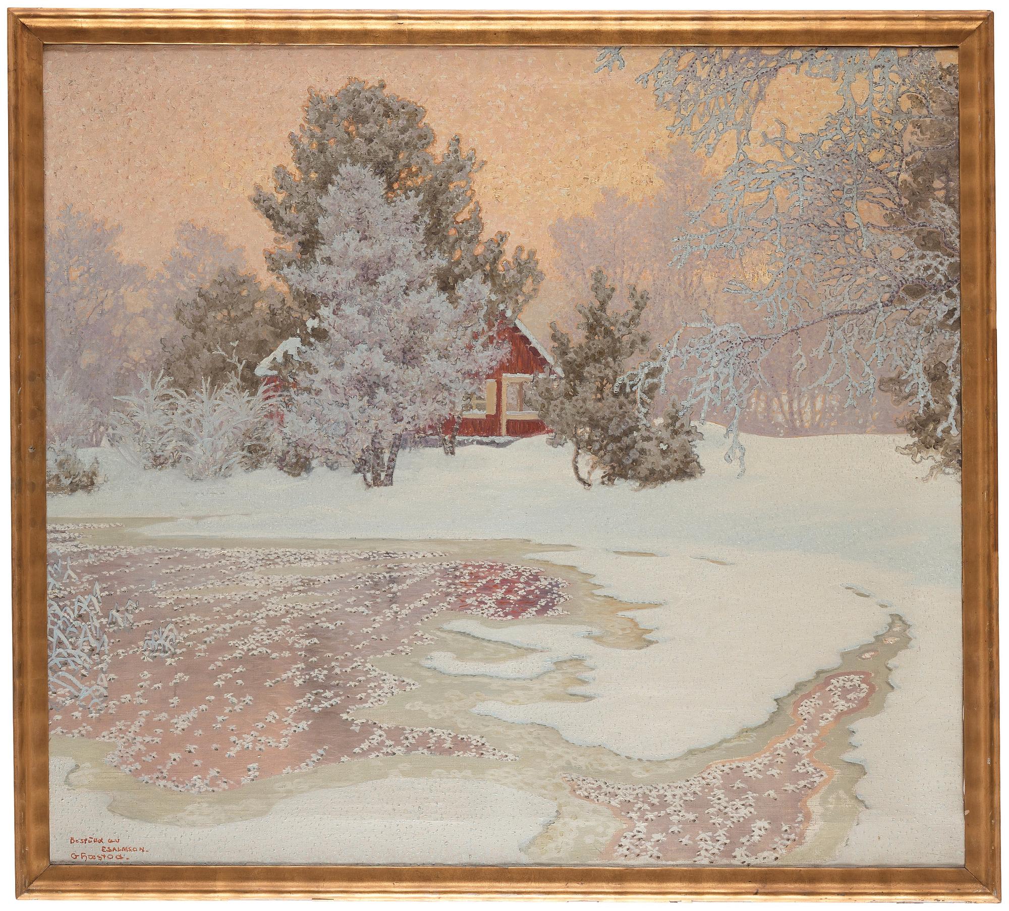 Gustaf Fjaestad, Vinterlandskap med röd stuga.