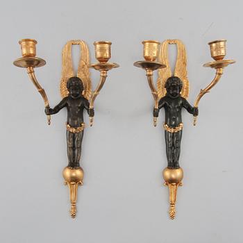 VÄGGAPPLIQUER, ett par, empirestil, 1900-talets andra hälft.