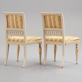 A pair of late Gustavian circa 1800 chairs.