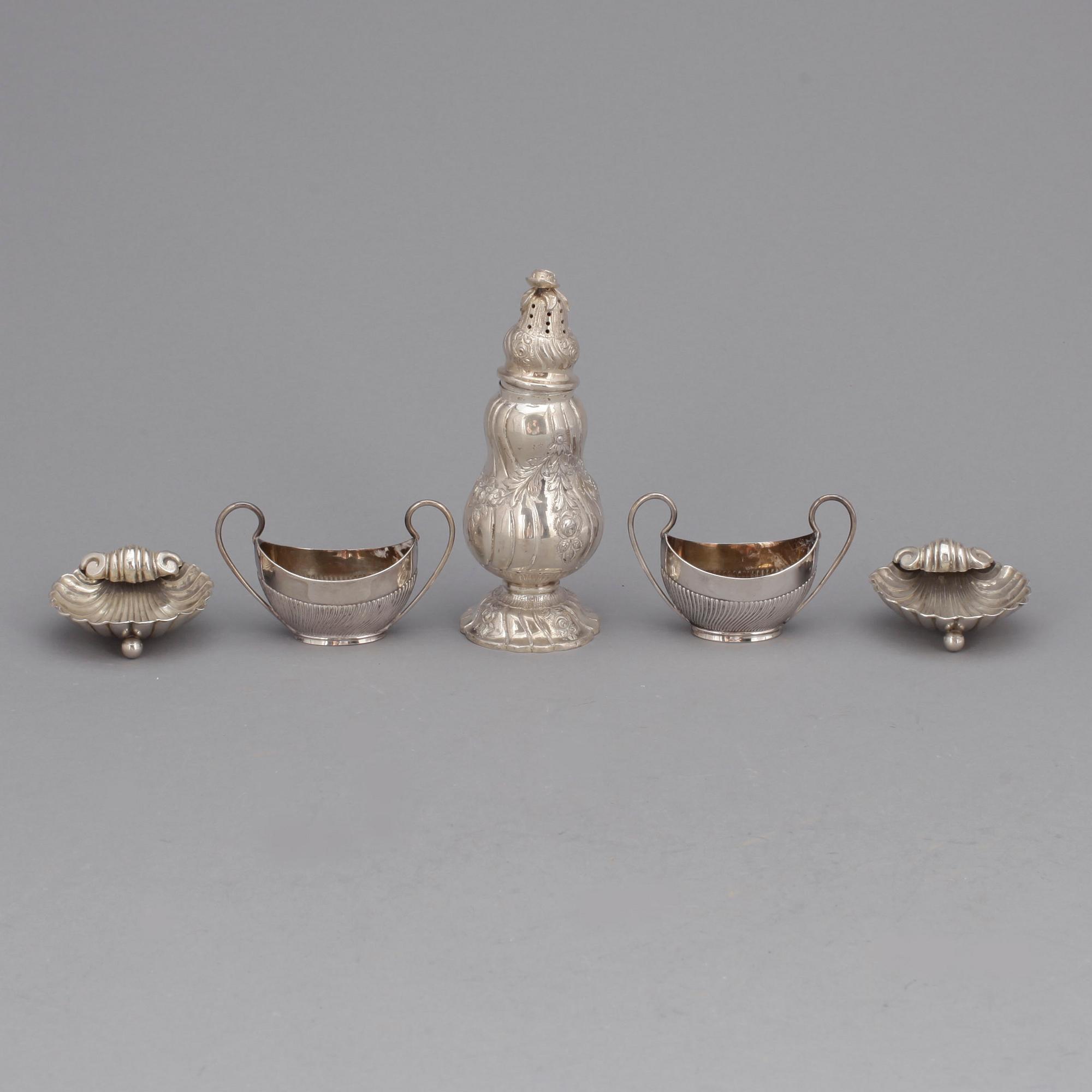 PARTI SILVER, 5 delar. Tot ca 220 g. Bl a Birmingham 1897.