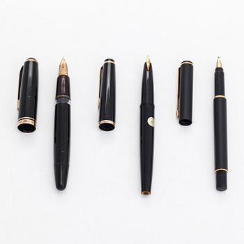 A set of three pens, Montblanc and Parker.