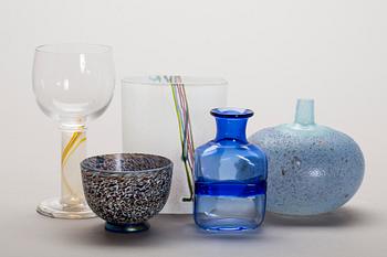 KONSTGLAS, 5 delar, Bertil Vallien, Kosta Boda, 1900-talets andra hälft.