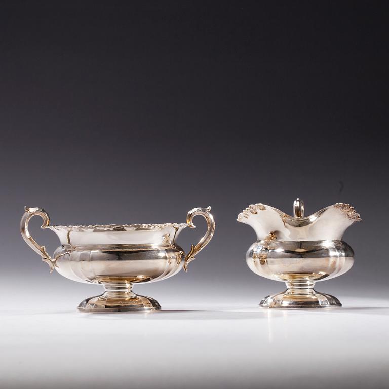 KAFFESERVIS, 3 delar, silver, Kultakeskus, Tavastehus 1969. Totalvikt ca 739 g.