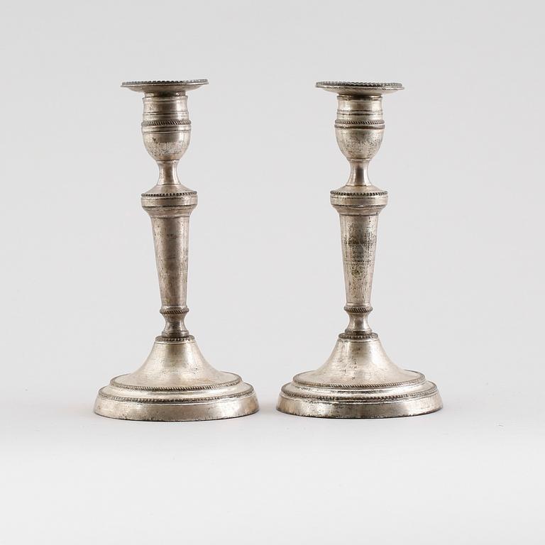 LJUSSTAKAR, 1 par, argent haché, 1800-talets första hälft.