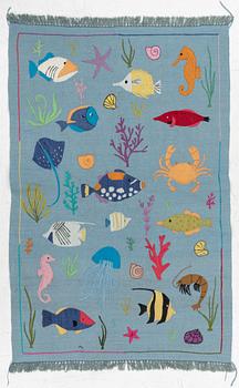 Rug, hand-embroidered Kelim, 180 x 118 cm.