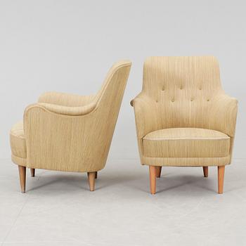 FÅTÖLJER, ett par, "Samsas", Carl Malmsten, AB OH Sjögren stoppmöbler Tranås, 1900-talets andra hälft.