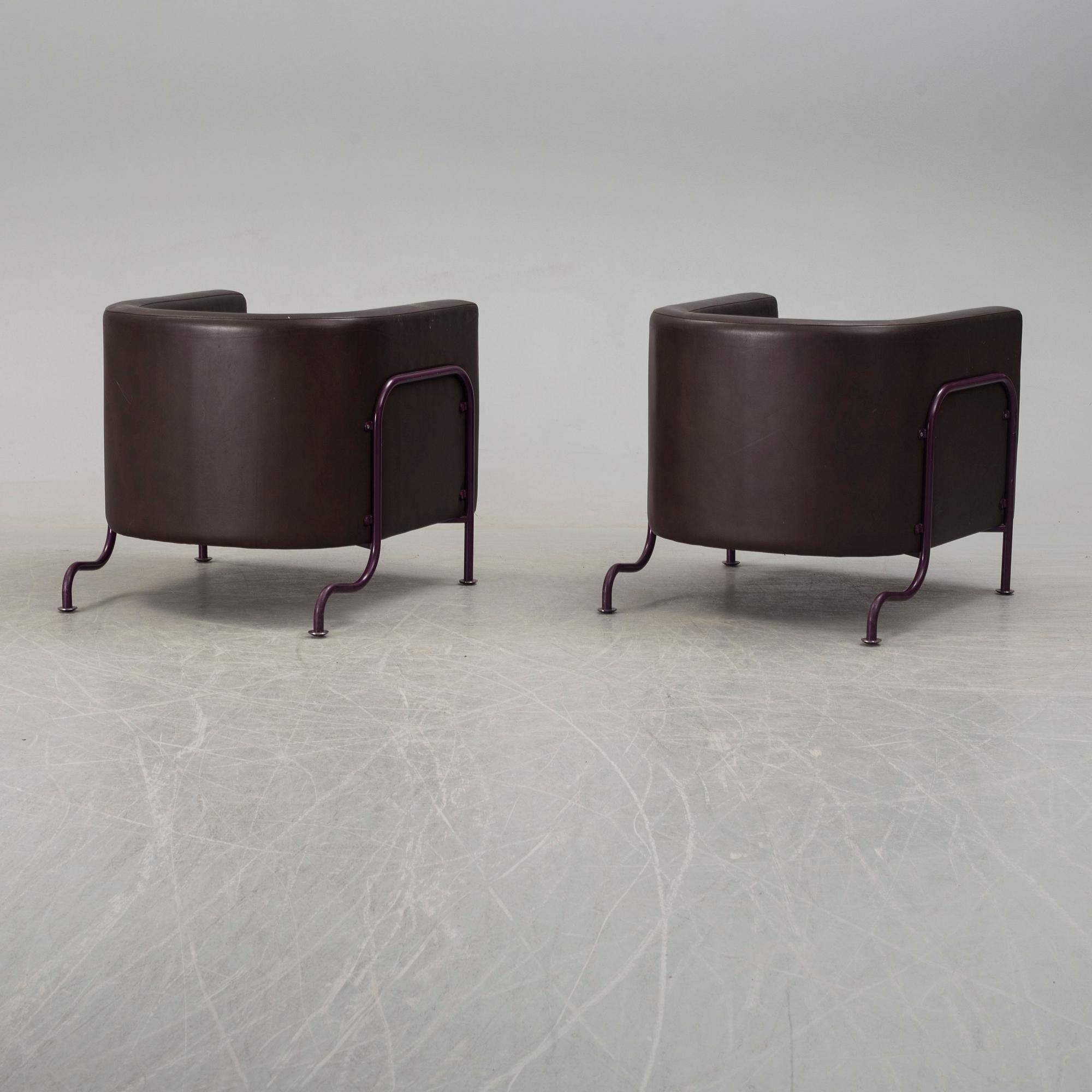 A pair of 'GA-2' easy chairs by Gunnar Asplund, Källemo, late 20th century.