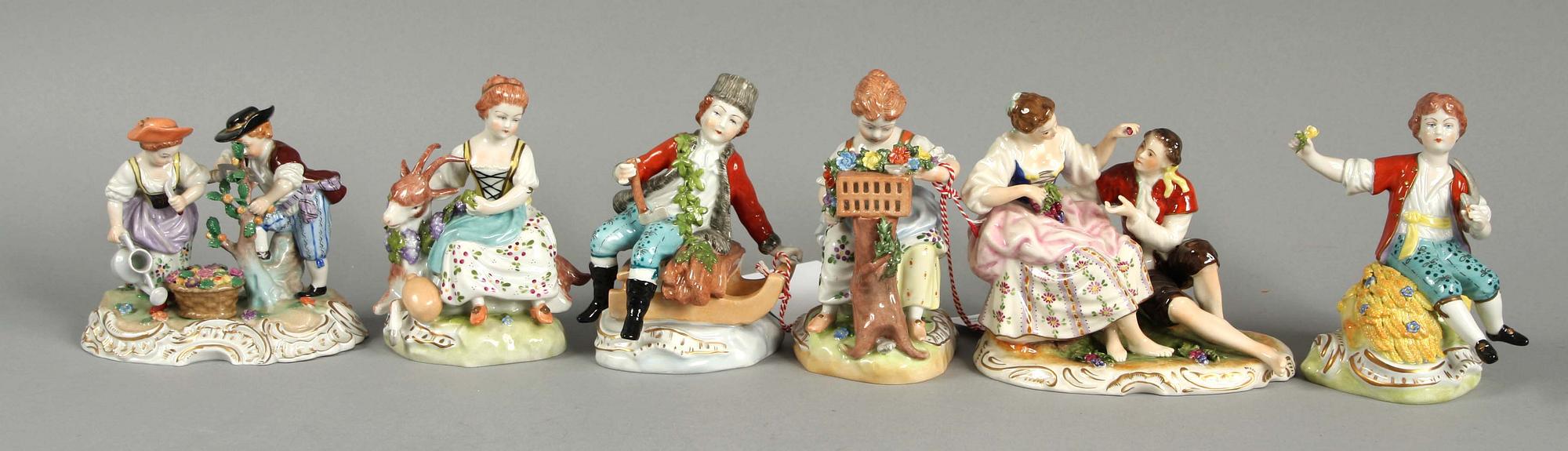 FIGURINER, 5+1 st. Porslin, Dresden mm.