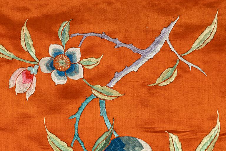 A Chinese embroidered textil fragment, late Qing dynasty/early 20th Century.
