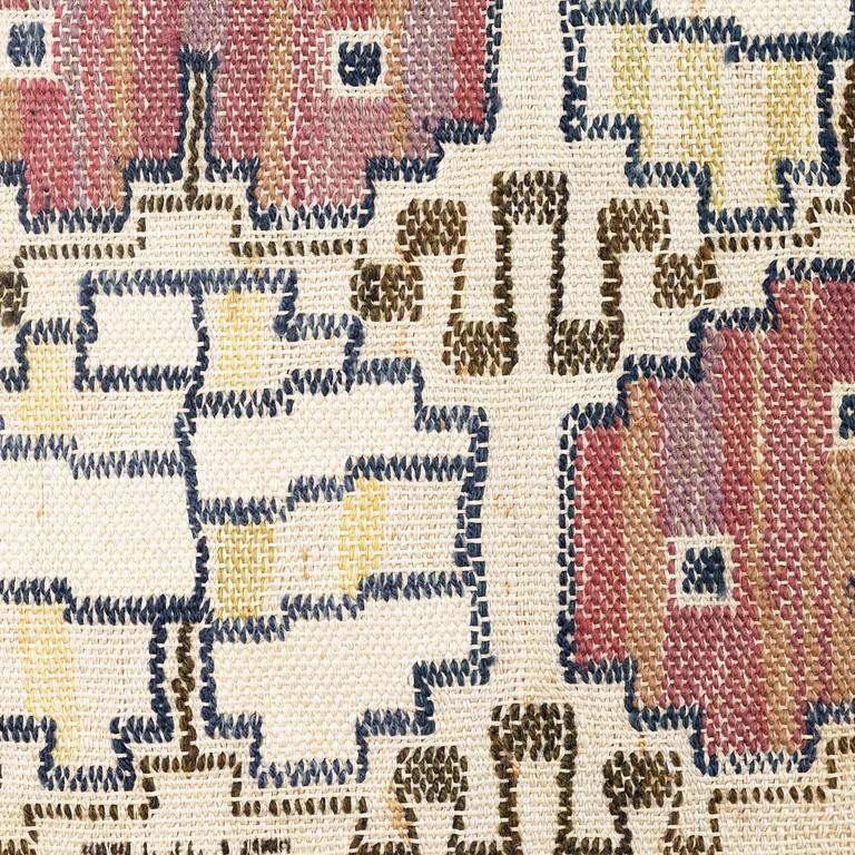 Märta Måås-Fjetterström, a textile, "Grodblad röd", flat weave, ca 42 x 38 cm, signed AB MMF.