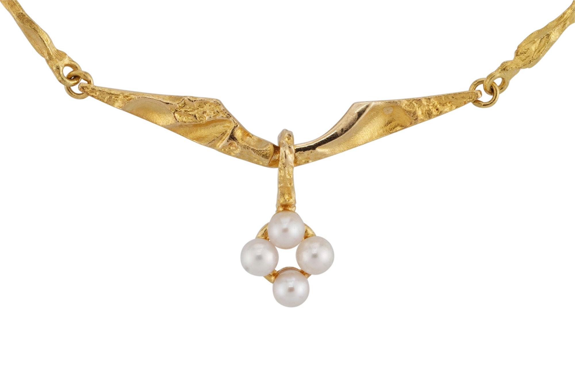BJÖRN WECKSTRÖM, collier "Pearlflower", Fyrklövern Lapponia 1999. 18k.