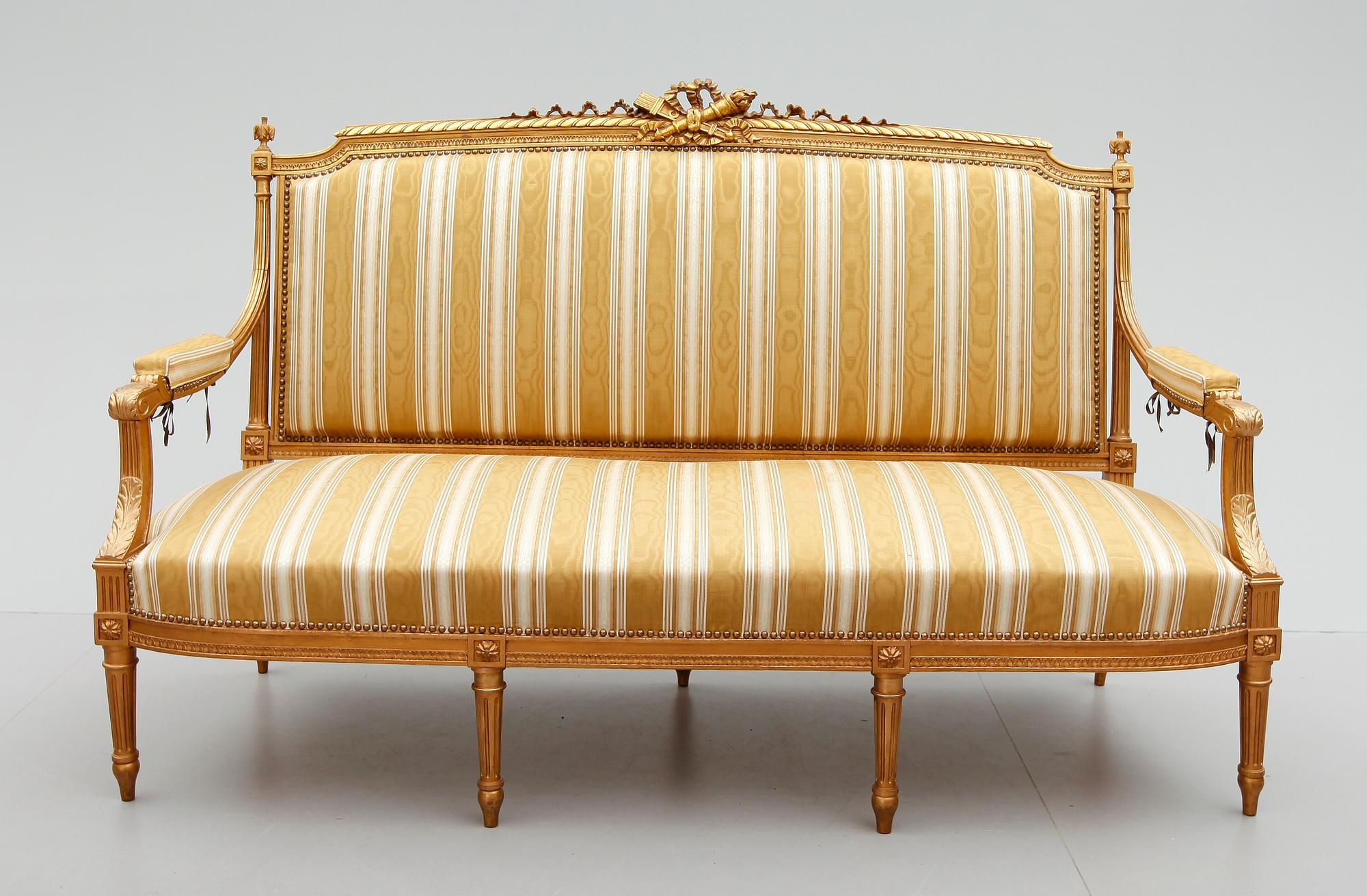 SALONGSGRUPP, 6 delar, Louis Seizestil, 1800-/1900-tal.