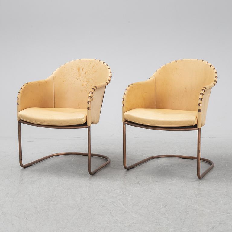 Mats Theselius, a pair of 'Ingo' leather armchairs, Källemo, 2014.