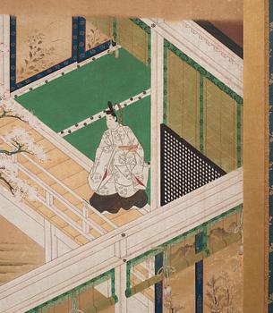 A Japanese six fold screen, Edo period (1603-1868).
