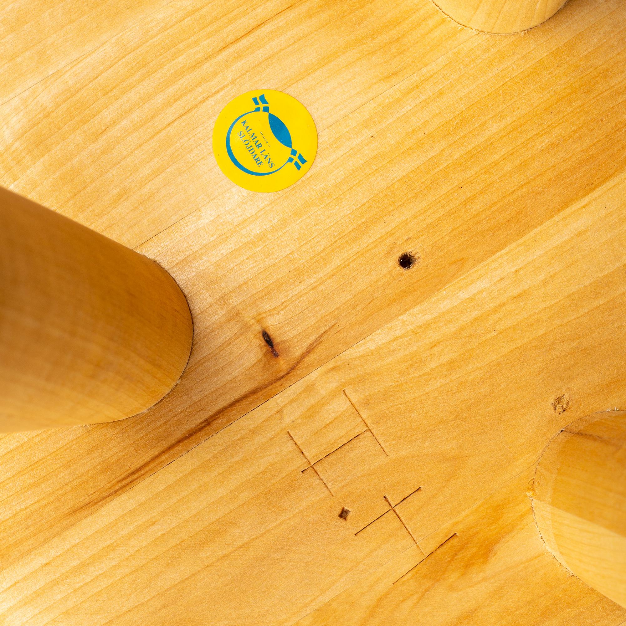 INGVAR HILDINGSSON, a birch stool signed IH.