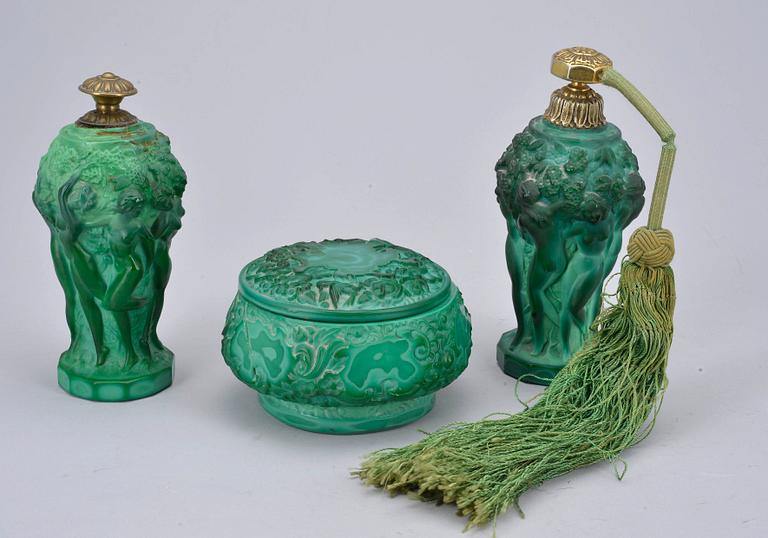 TOILETTSET, 3 delar, glas, Rosenthal, Tjeckoslovakien, 1900-talets första hälft.