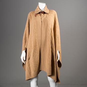 A beige wool-and cashmere poncho by Ralph Lauren.