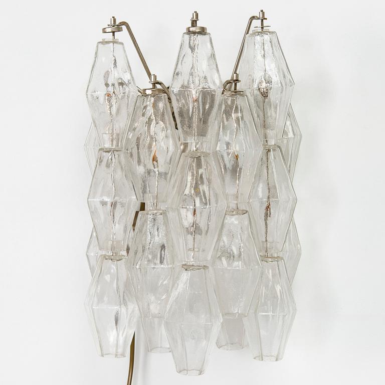 Carlo Scarpa, a pair of  1950's/60's 'Polyhedra' wall lights for Venini Murano Italy.