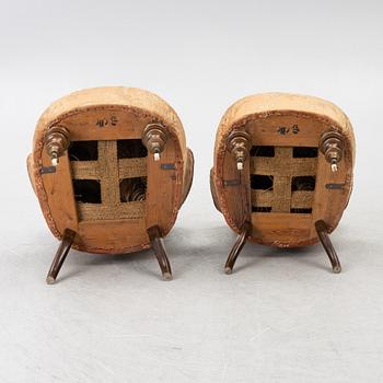 Salongsgrupp, 3 delar, med Drottning Sofias emblem, sent 1800-tal.