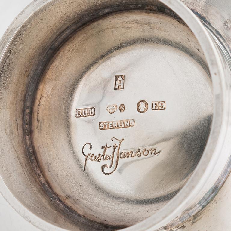 Two sterling silver bowls, Gustav Jansson 1955, 1960, and eight similar silver punsch cups, GAB and CGH 1933-41. Sweden.