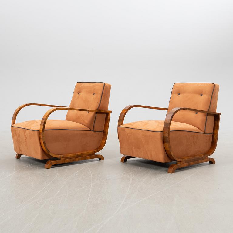 Armchairs, a pair, Art Deco, first half of the 20th century.