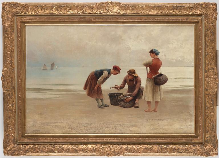 August Hagborg, Fisherfolk on the beach.