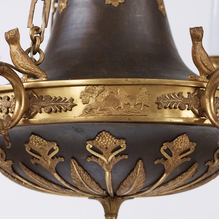 An Empire-style second half 19th century six-light hanging lamp.