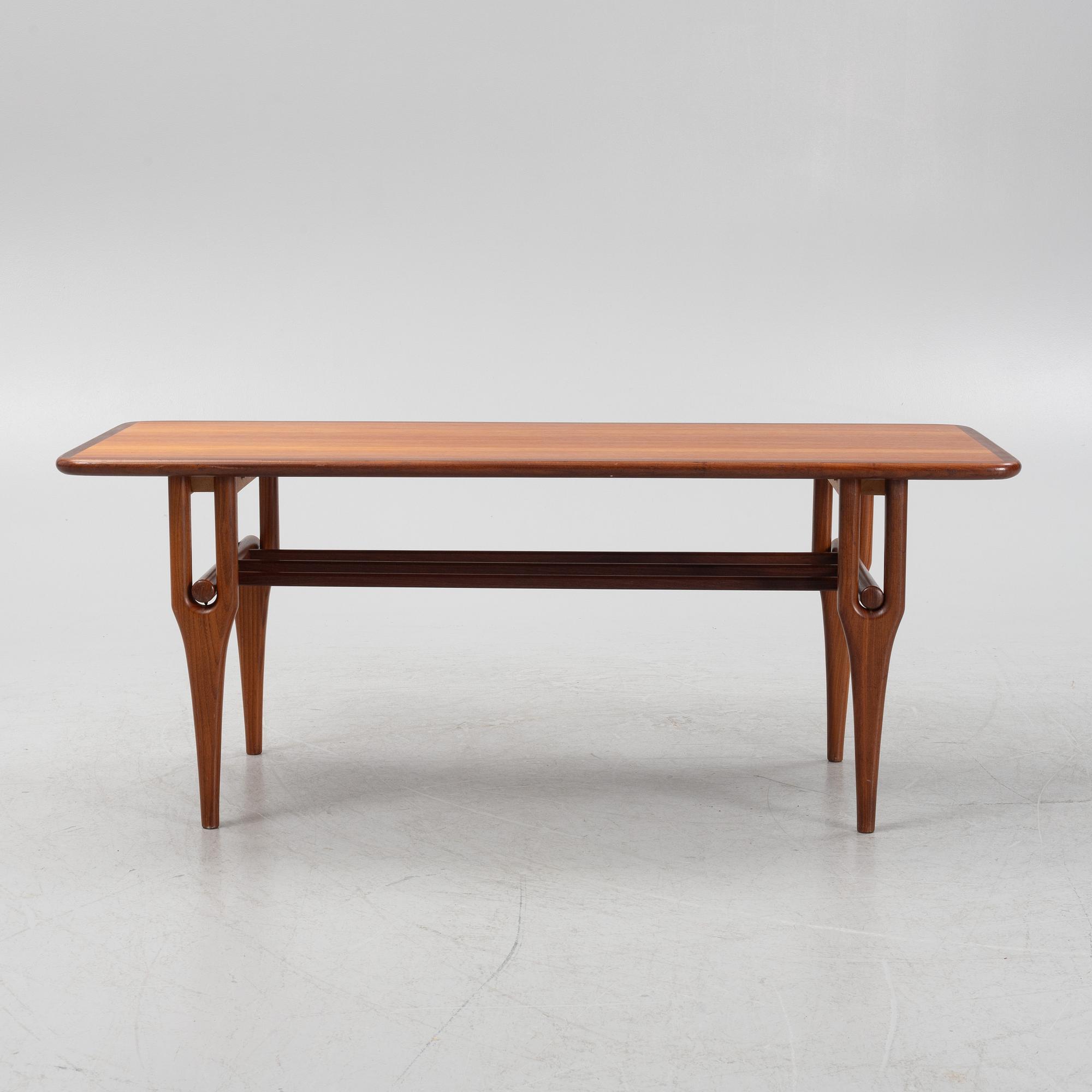 A Scandinavian teak coffee table.