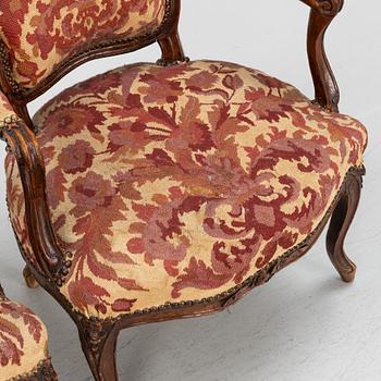 A matched set of four Louis XV armchairs, mid 18th century.
