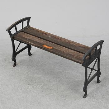 An iron garden bench by Folke Bensow, Näfveqvarns Bruk, early 20th Century.