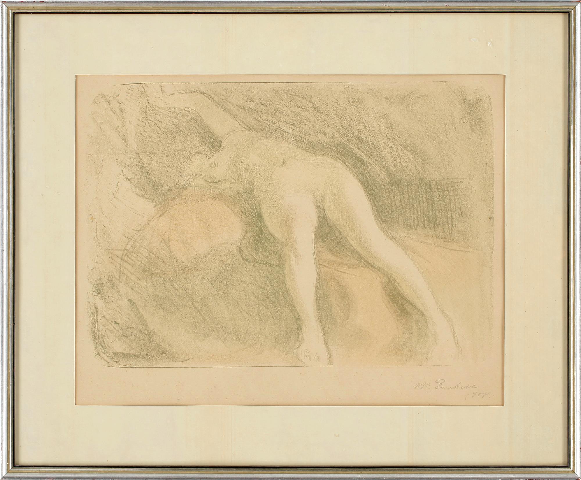 MAGNUS ENCKELL, tryck, signerad och daterad 1907.