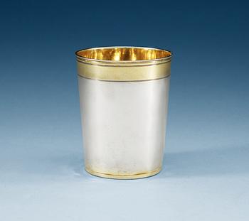 868. A Geraman 17th century parcel-gilt beaker, makers mark Ulrich Schnell, Augsburg 1660's.