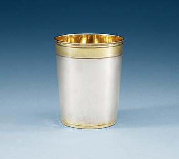 868. A Geraman 17th century parcel-gilt beaker, makers mark Ulrich Schnell, Augsburg 1660's.