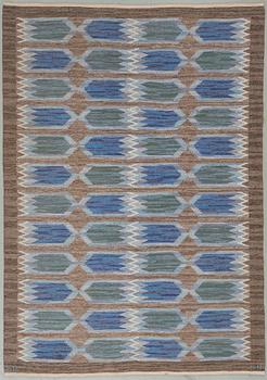 A CARPET, flat weave, "Tulpan", 244,5x172 cm, signed NH KH (Nea Hållfast, Klockargårdens Hemslöjd), Sweden, the 1970's.