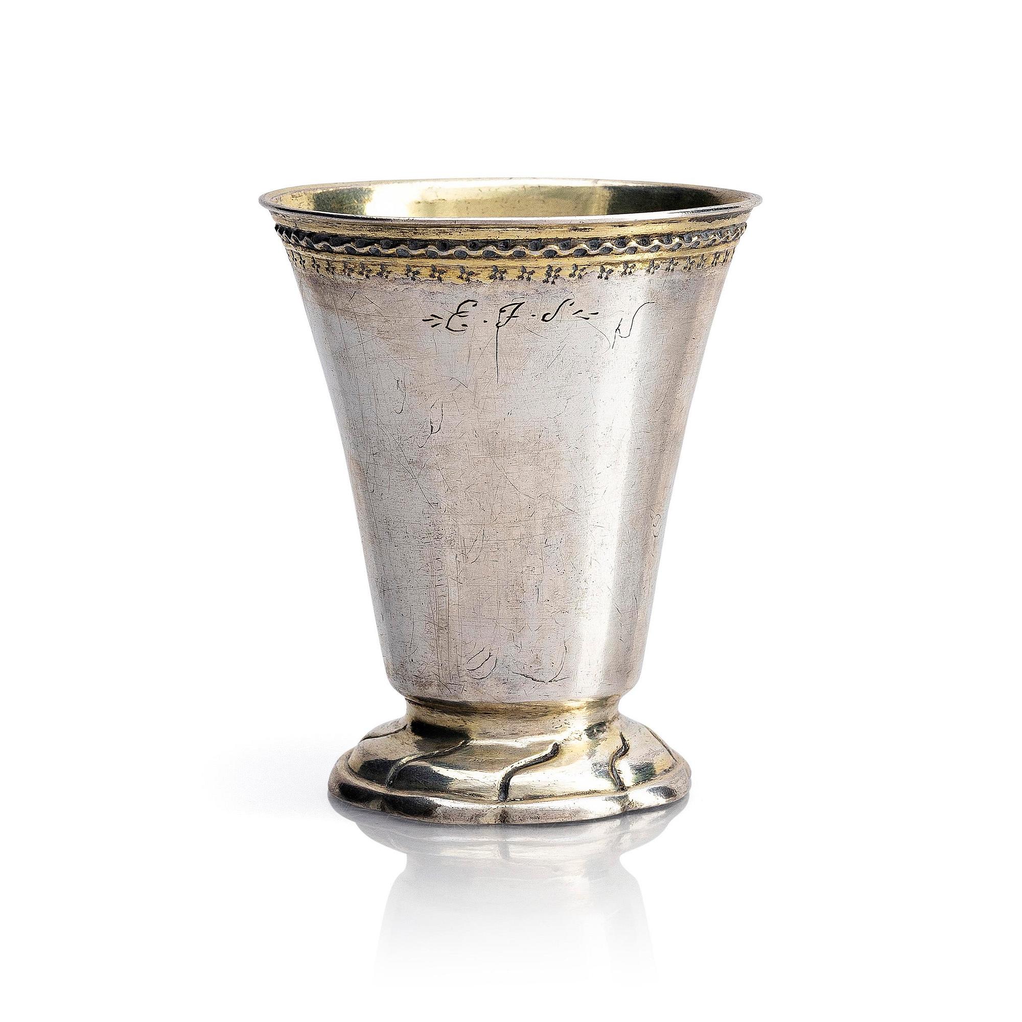 A Swedish mid-18th century parcel-gilt silver beaker, mark of Johan Trygg, Stockholm 1742.